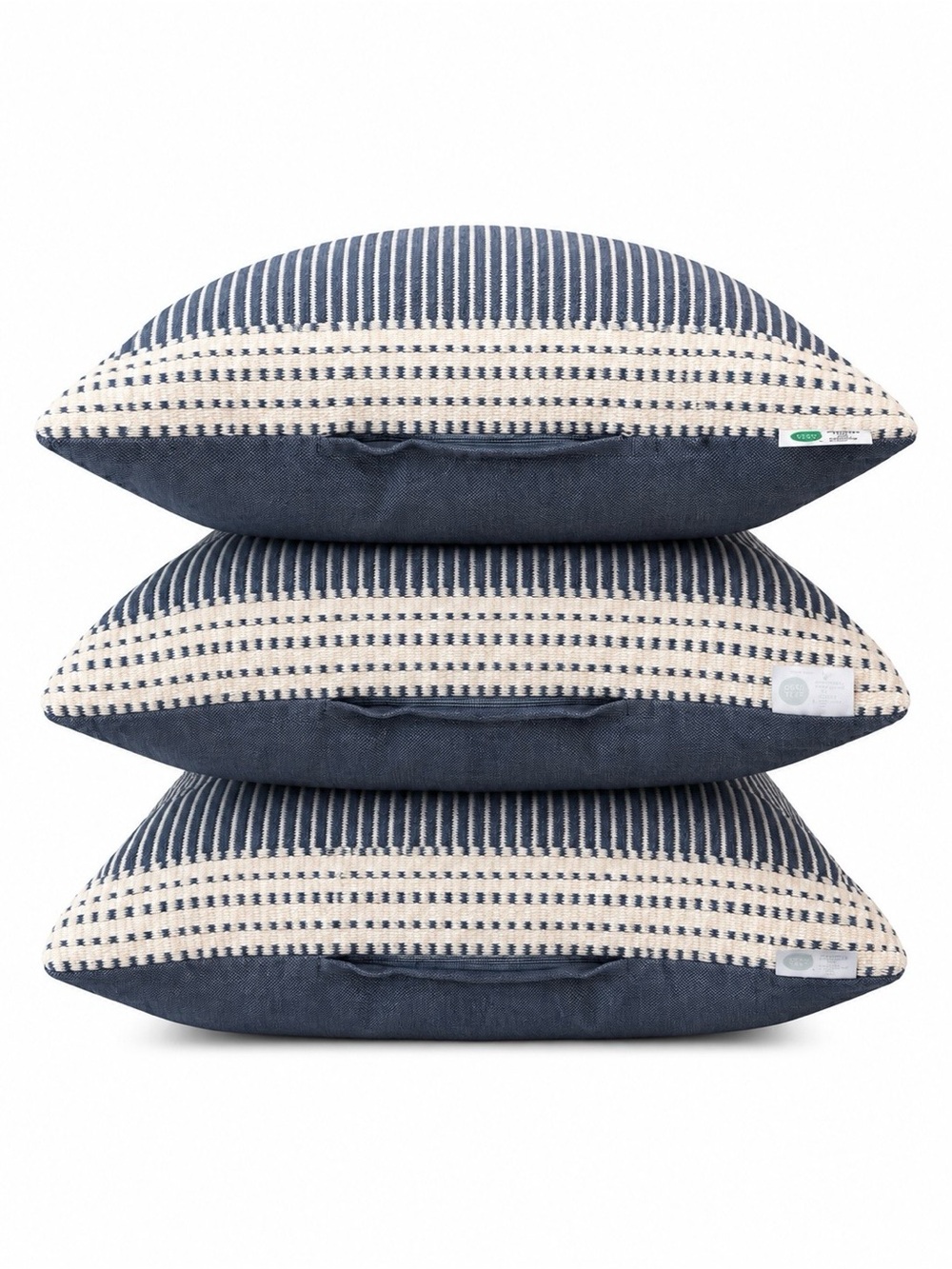 Navy Ivory Woven Coastal Farmhouse Decorative Throw Pillow - Picture 5 of 5